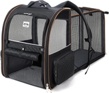 Large Cat Backpack Carrier Expandable Pet Carrier Backpack for Small Dogs Medium Cats Fit Up to 18 Lbs, Dog Backpack Carrier, Foldable Puppy Backpack Carrier for Travel,Black